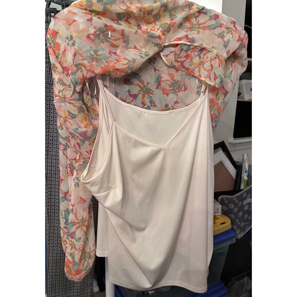Womens Lauren Conrad Long Sleeve Floral Blouse w/‎ Slip Size 2X - Picture 6 of 7